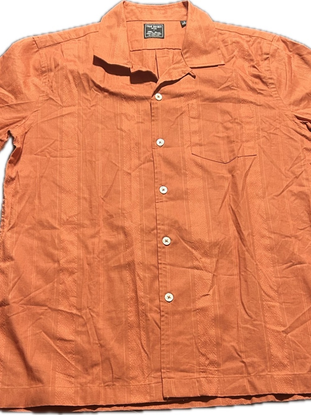 Todd Snyder Jacquard Three Looms camp shirt Men's large  Orange - Picture 2 of 10